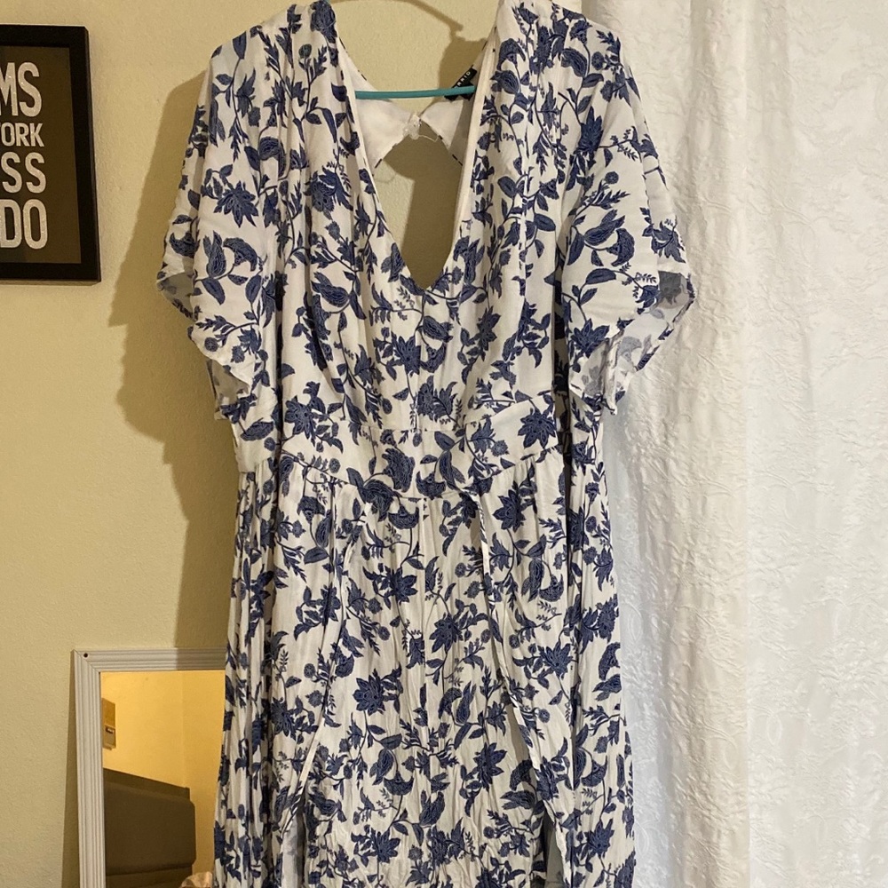 Blue floral romper dress